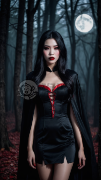 性感中国女孩万圣节吸血鬼装扮