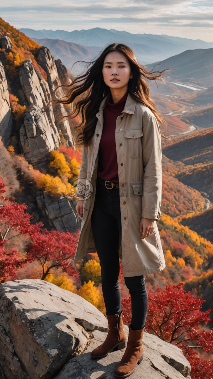 秋风落叶美人行