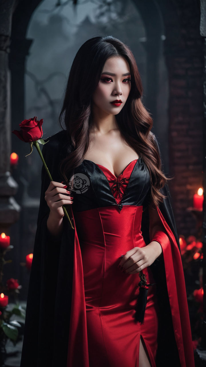 中国女孩穿着吸血鬼礼服性感自拍
