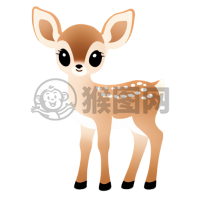 白底小鹿插画：简约之美
