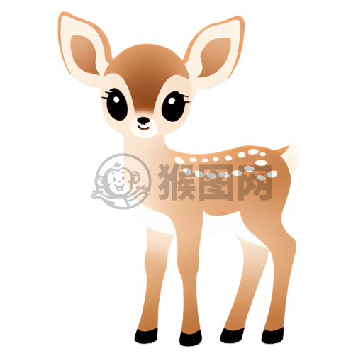 白底小鹿插画：简约之美
