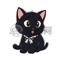 可爱的黑猫糖果白底插画设计