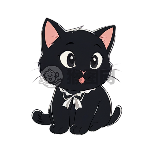 可爱的黑猫糖果白底插画设计