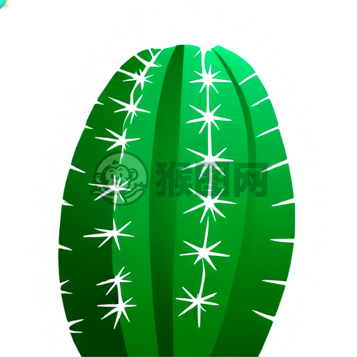 绿色简约刺仙人掌插画标题