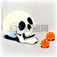 骷髅糖果，白色背景，高对比度，高分辨率