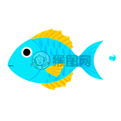 白底彩色鱼游：简约设计的高清插图