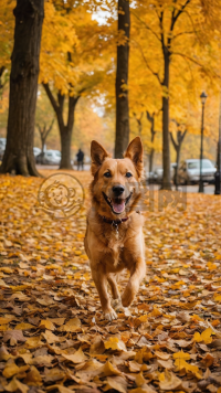 秋叶公园之犬，寒露之交的暖意