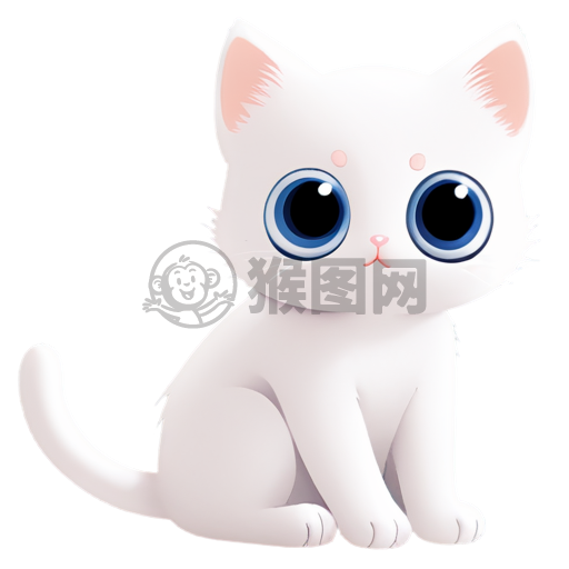 可爱猫咪静坐白背景