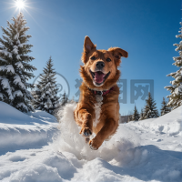 雪中欢舞的狗狗