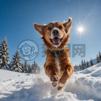 雪中欢舞的快乐狗狗