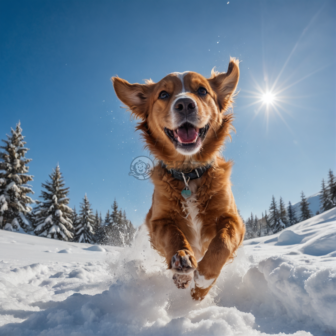 雪中欢舞的快乐狗狗
