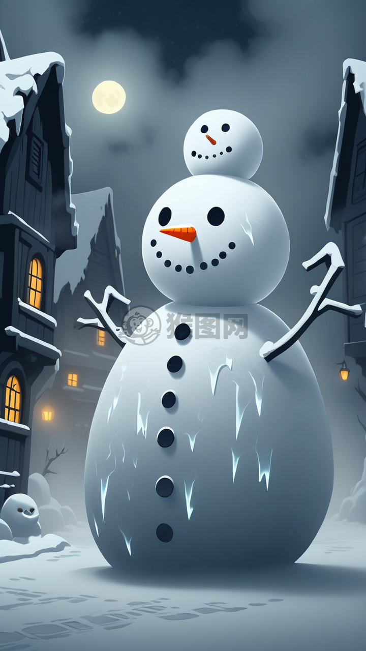 雪夜神秘雪人