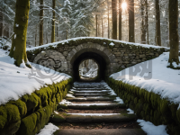 雪山古桥：阳光洒落苔藓