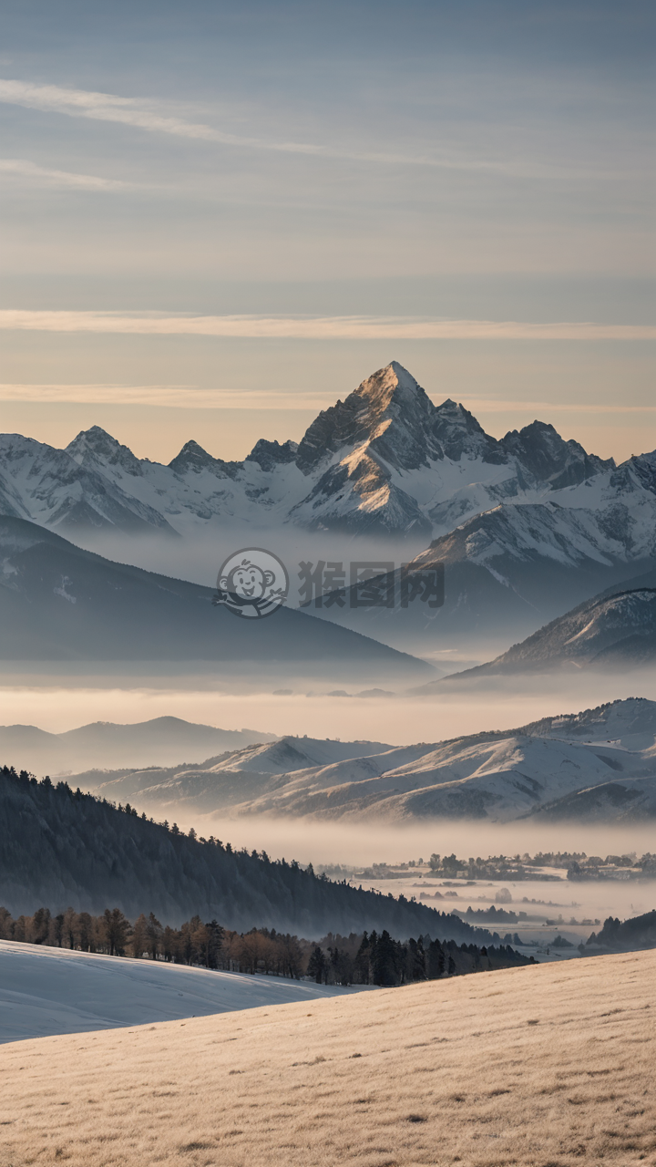 雪山晨雾，摄人心魄