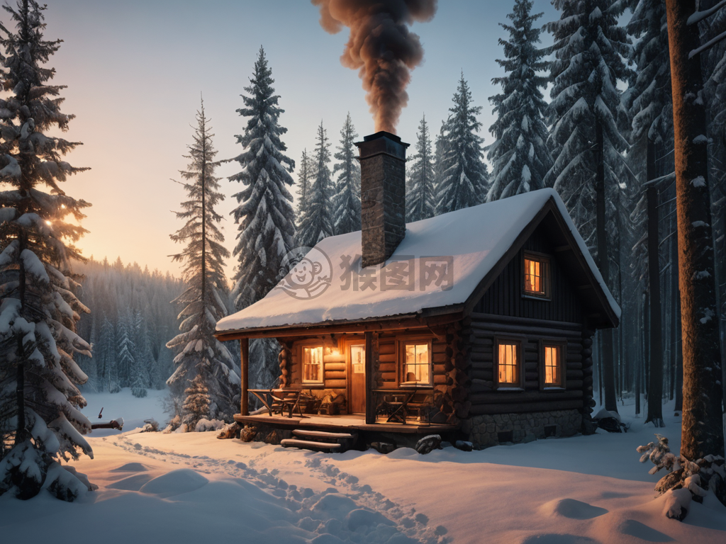 雪夜温馨小屋之夜