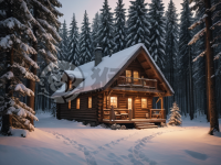 雪夜森林温馨小屋之夜