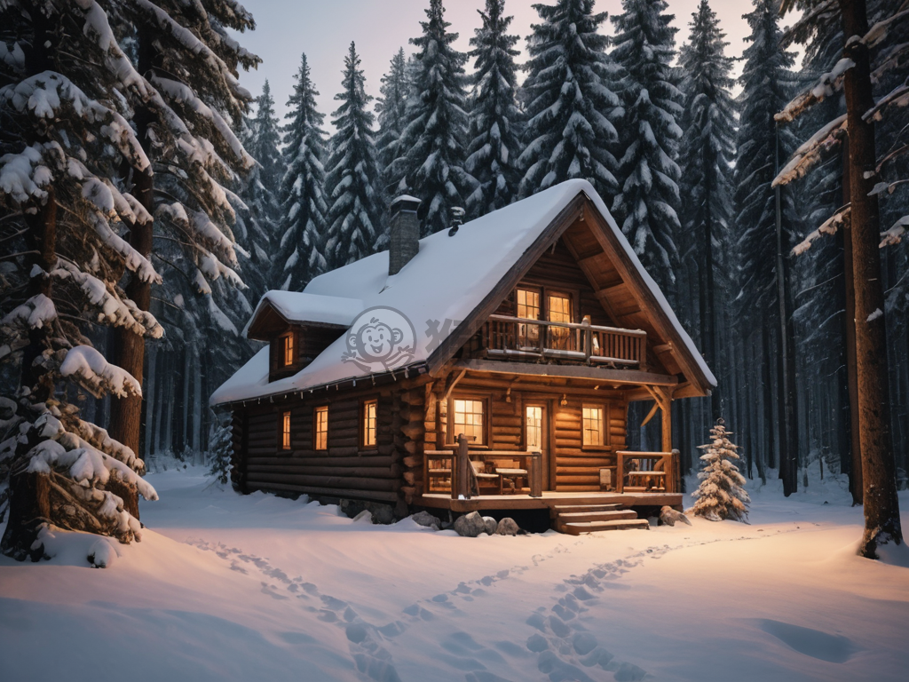 雪夜森林温馨小屋之夜