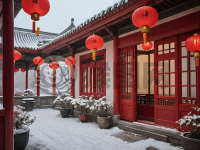 雪夜寒窗暖灯光