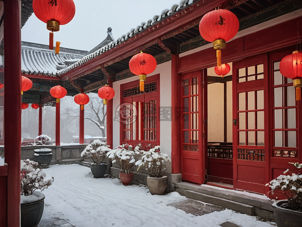 雪夜寒窗暖灯光