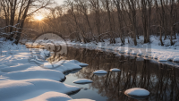 冬日河畔，轻雪堆积，冰冻之河，佳能EOS 5D Mark IV摄影