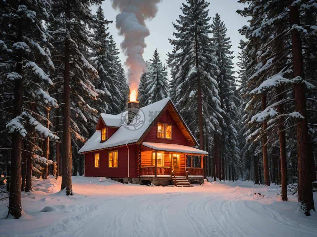 雪松林中温馨小屋的温暖时刻