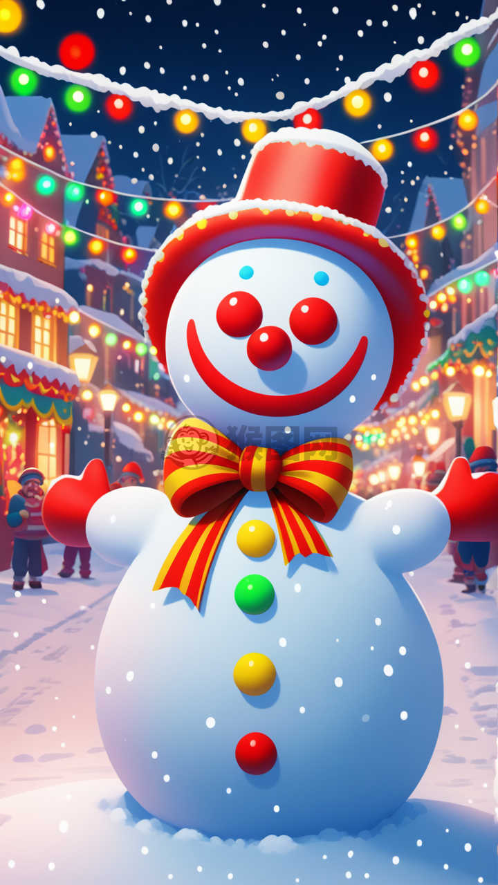 欢乐雪人灯饰街头欢乐闪亮