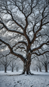 古树雪景美如画