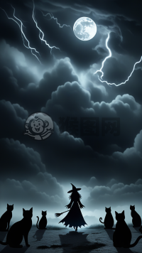 夜幕下的神秘女巫施咒：超高清暗黑现实