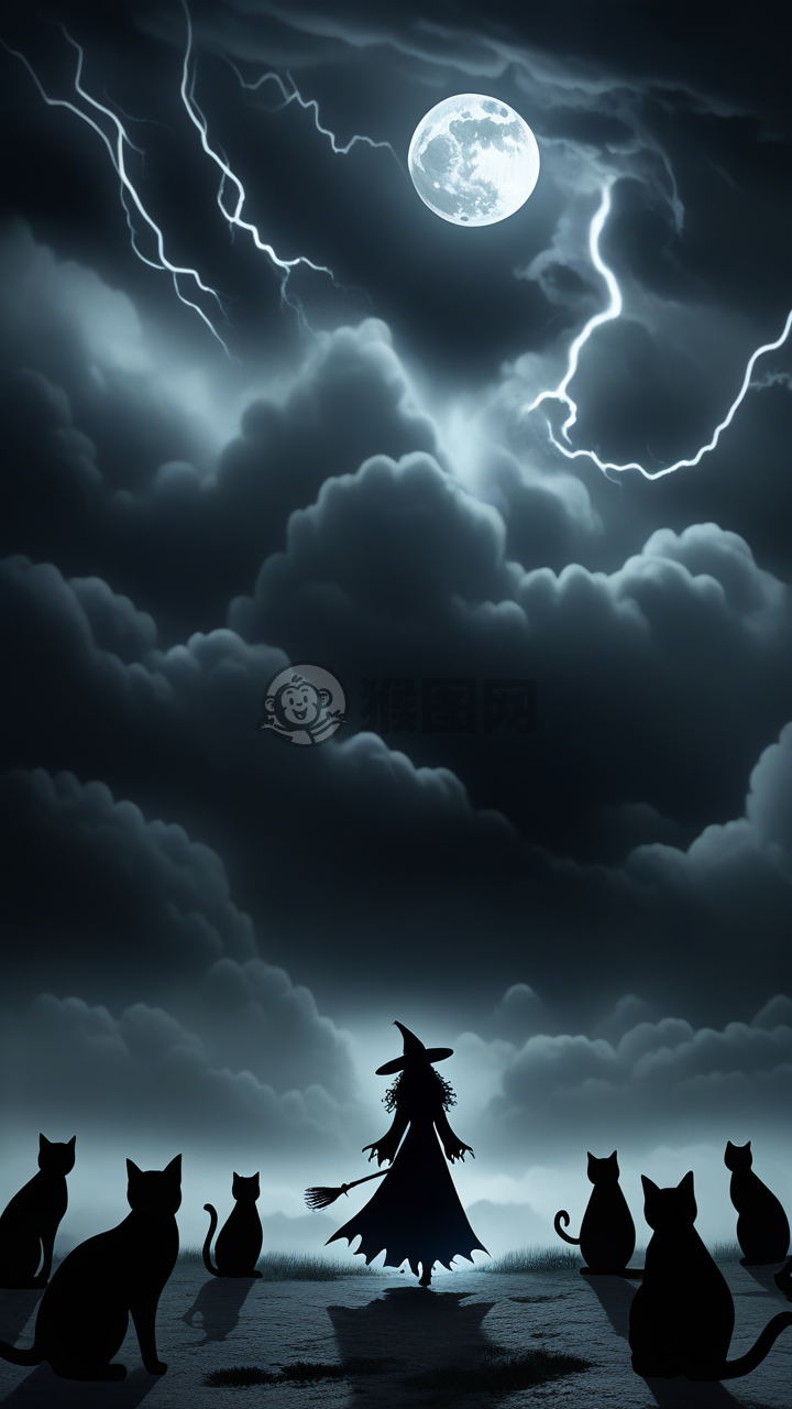 夜幕下的神秘女巫施咒：超高清暗黑现实
