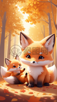 可爱的秋日森林小狐仙度假记