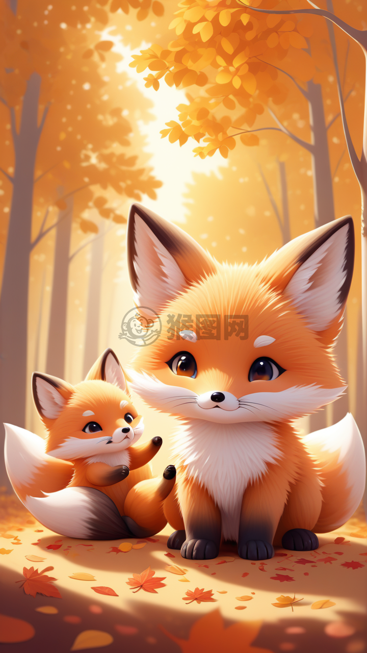 可爱的秋日森林小狐仙度假记