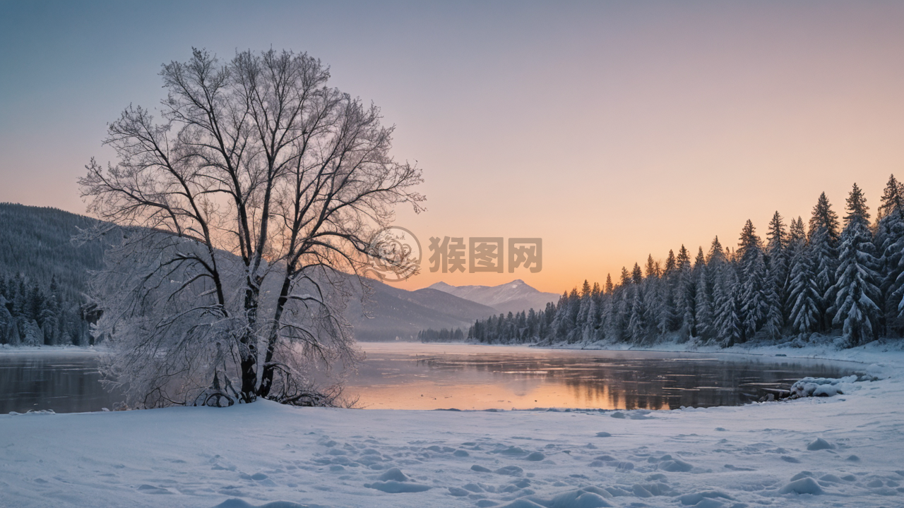 宁静冬日雪景之美