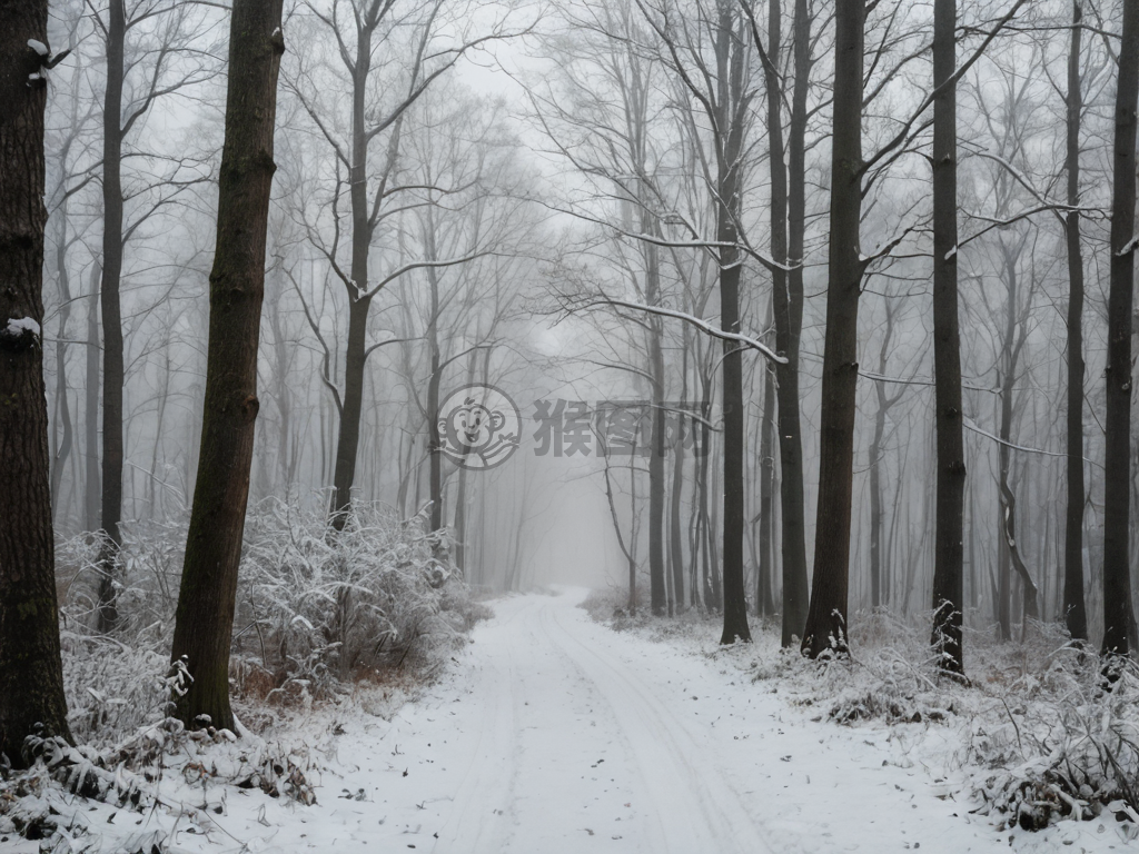 雾雪冬林寂无声