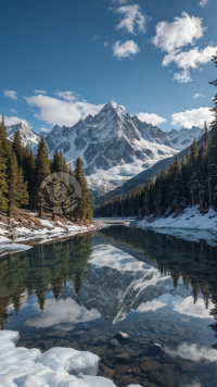 冰雪覆盖的山峰美景