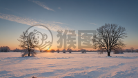 雪景冬日美轮美奂的油画般景色