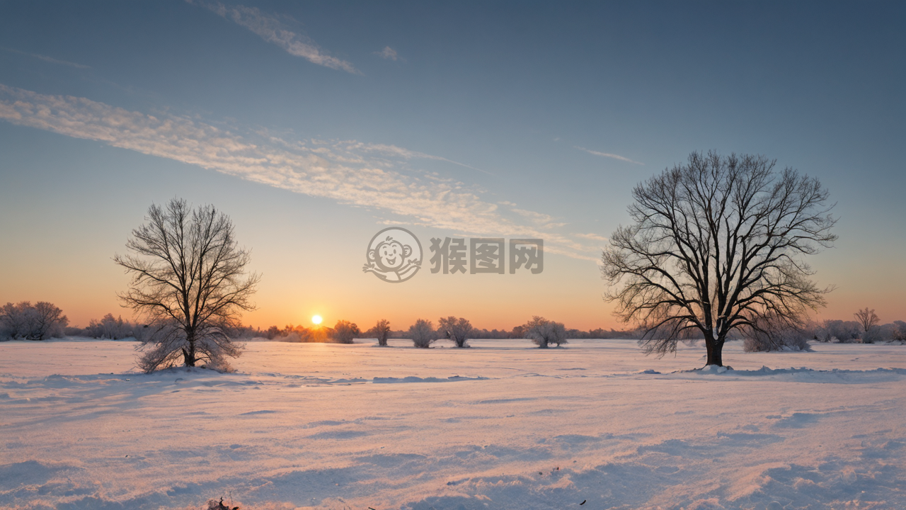 雪景冬日美轮美奂的油画般景色