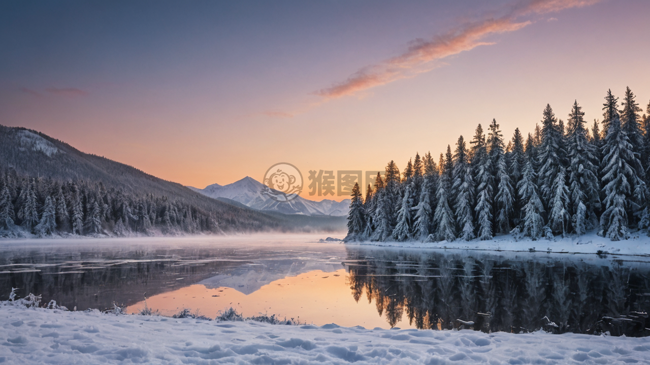 宁静冬日雪景之美