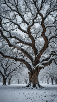 古树雪景美如画