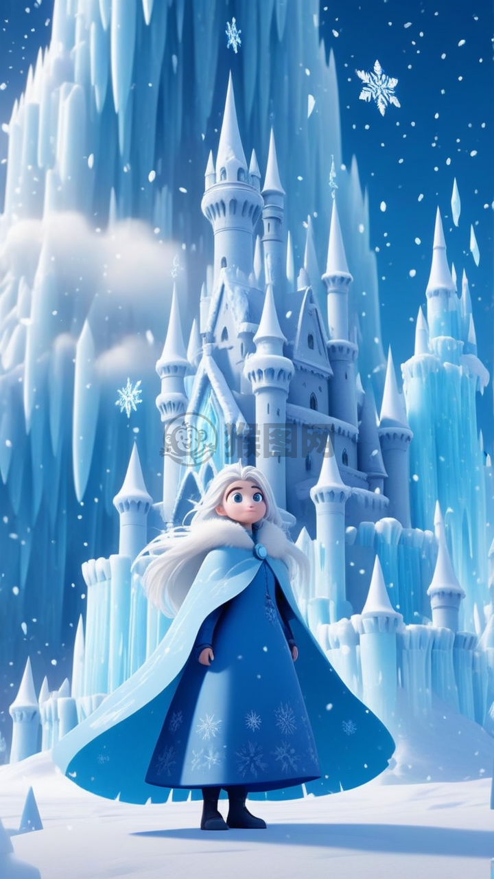 冰雪奇缘中的美丽少女，魔法之舞。