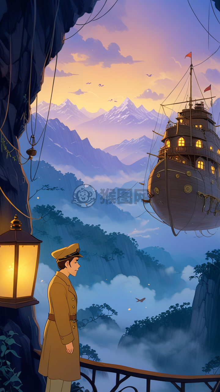 空中飞艇船长与神秘雾山之旅
