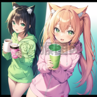 粉红猫脸女孩的暖心时刻
