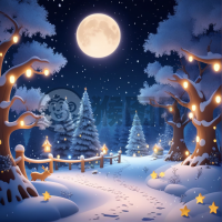雪花之夜，神秘森林，优质渲染8K奇幻阴影之旅