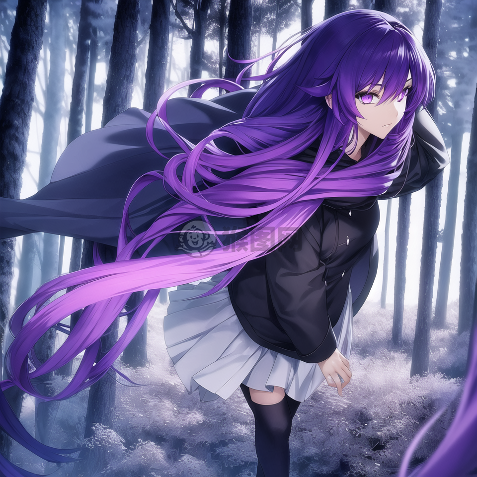 神秘紫发少女穿越扭曲森林