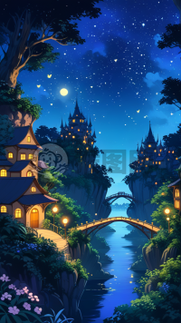月光下的魔幻漂浮之城