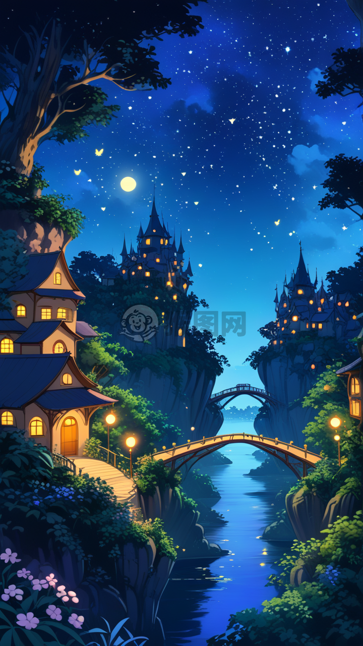 月光下的魔幻漂浮之城