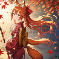 红衣少女与秋叶之舞