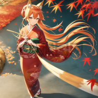 《红衣萌狐嬉秋图》