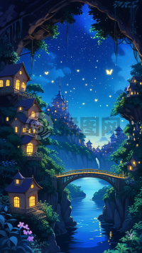 月光下的魔幻漂浮之城