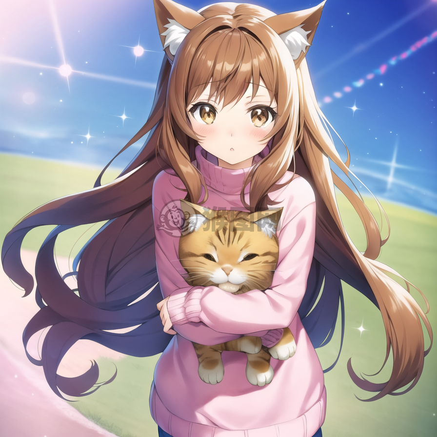 粉色软毛少女与萌猫耳朵的奇遇之旅