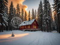 雪松林中温馨小屋的温暖时刻